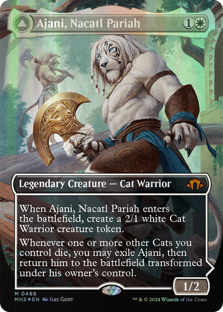 Ajani, Nacatl Pariah // Ajani, Nacatl Avenger (Borderless) (Textured Foil) [Modern Horizons 3] | Gear Gaming Fayetteville