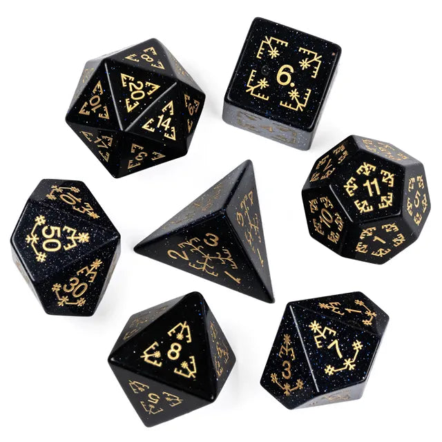 Blue Goldstone Semi-Precious Gemstone Dice Set | Gear Gaming Fayetteville