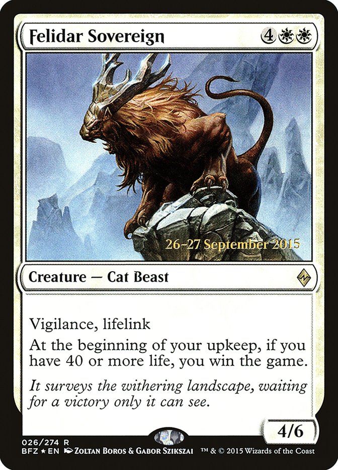 Felidar Sovereign [Battle for Zendikar Prerelease Promos] | Gear Gaming Fayetteville