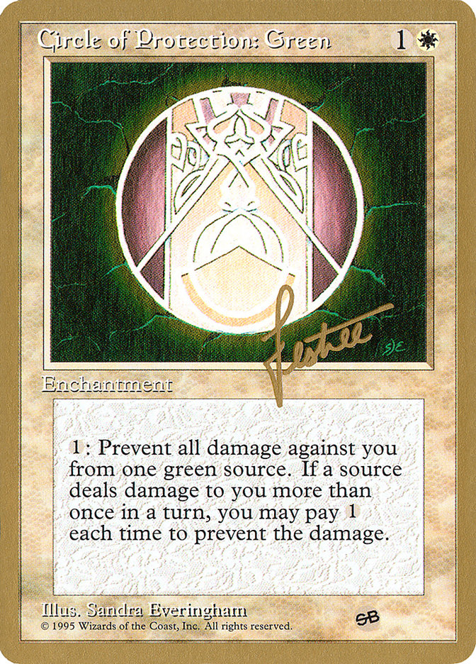 Circle of Protection: Green (Bertrand Lestree) (SB) (4ED) [Pro Tour Collector Set] | Gear Gaming Fayetteville