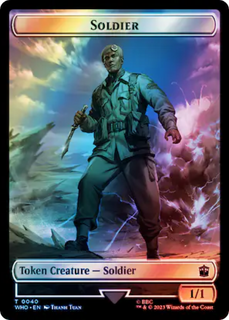 Soldier // Cyberman Double-Sided Token (Surge Foil) [Doctor Who Tokens] | Gear Gaming Fayetteville