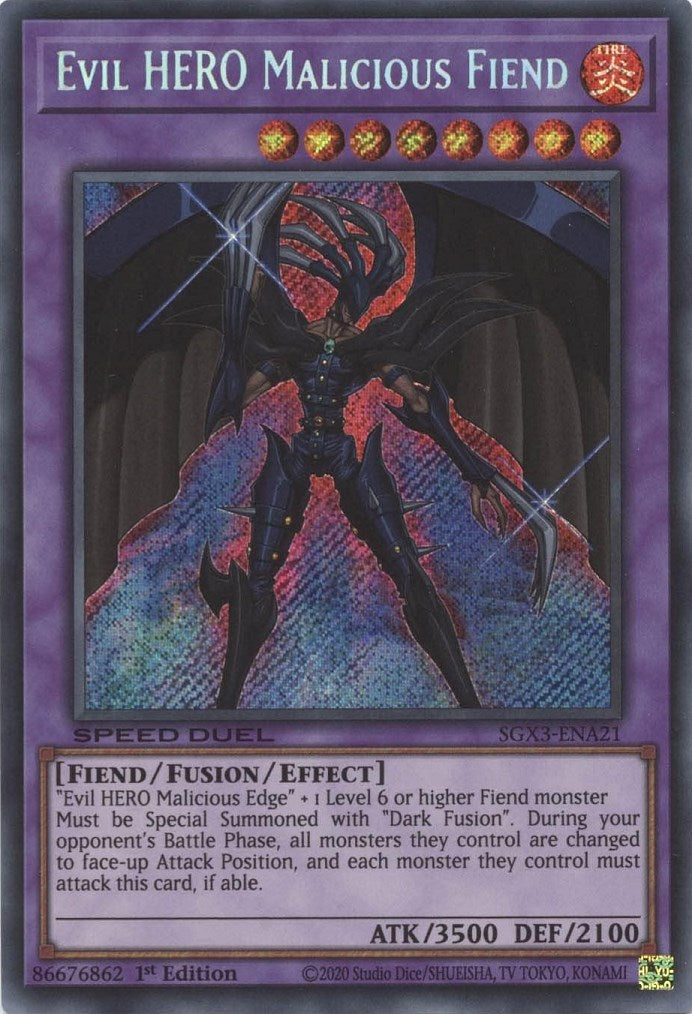 Evil HERO Malicious Fiend [SGX3-ENA21] Secret Rare | Gear Gaming Fayetteville