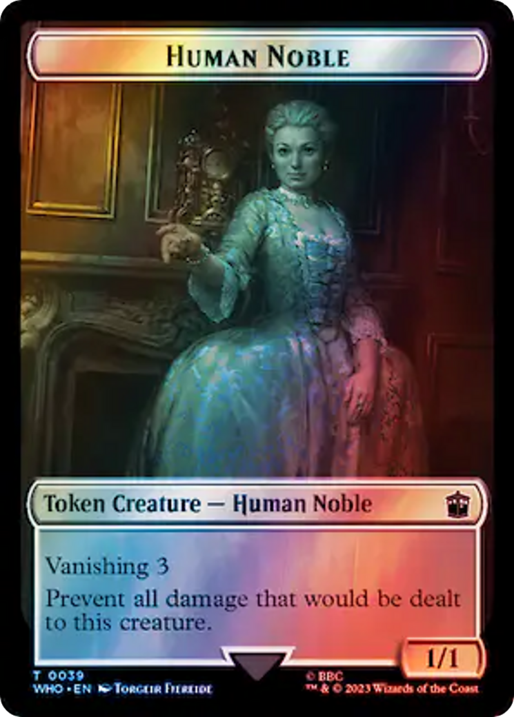 Human Noble // Beast Double-Sided Token (Surge Foil) [Doctor Who Tokens] | Gear Gaming Fayetteville