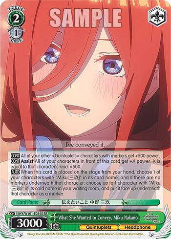 What She Wanted to Convey, Miku Nakano (SR) - [The Quintessential Quintuplets Movie] | Gear Gaming Fayetteville