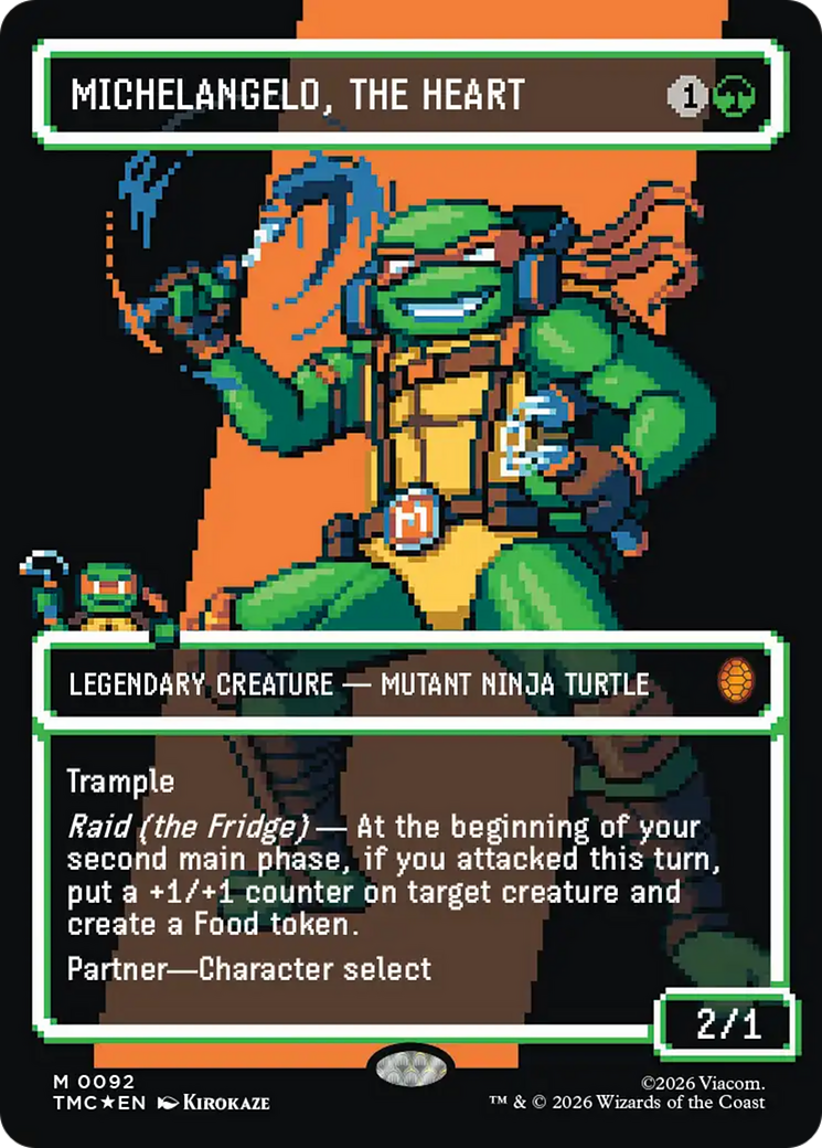 Michelangelo, the Heart (0093) (Borderless) (Surge Foil) [Teenage Mutant Ninja Turtles Commander] | Gear Gaming Fayetteville