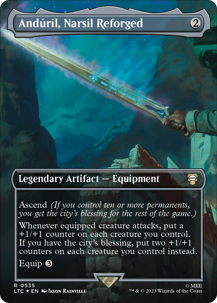 Anduril, Narsil Reforged (Borderless) (Surge Foil) [The Lord of the Rings: Tales of Middle-Earth Commander] | Gear Gaming Fayetteville