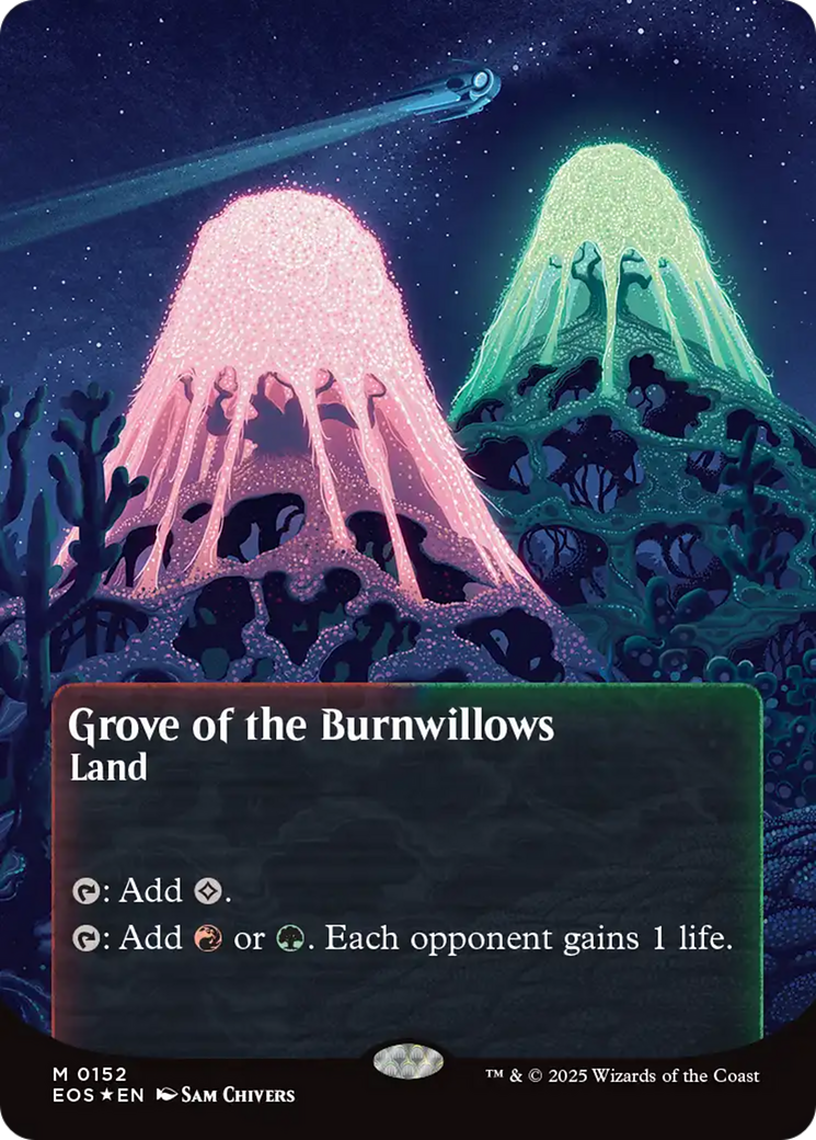Grove of the Burnwillows (0152) (Borderless) (Galaxy Foil) [Edge of Eternities: Stellar Sights] | Gear Gaming Fayetteville