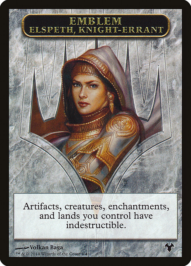 Emblem - Elspeth, Knight-Errant // Soldier Double-Sided Token [Modern Event Deck 2014 Tokens] | Gear Gaming Fayetteville