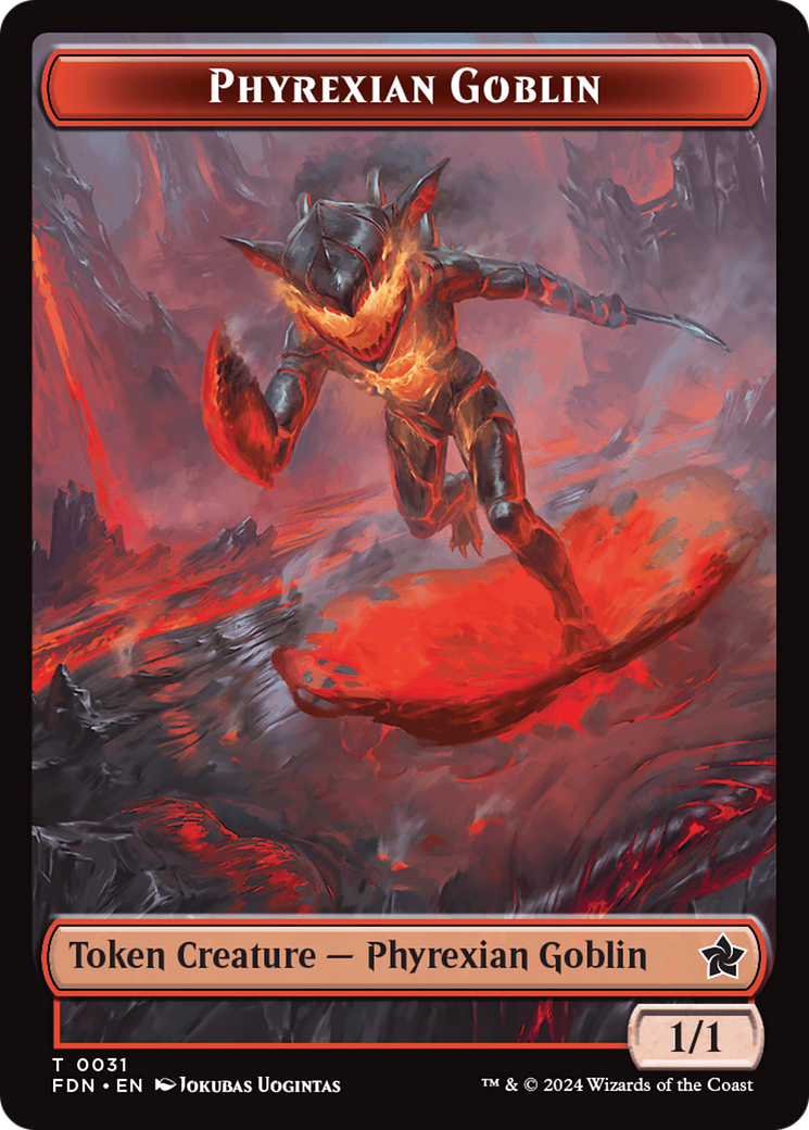 Cat (0027) // Phyrexian Goblin Double-Sided Token [Foundations Tokens] | Gear Gaming Fayetteville