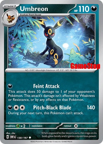 Umbreon (130/197) (GameStop Exclusive) [Scarlet & Violet: Obsidian Flames] | Gear Gaming Fayetteville