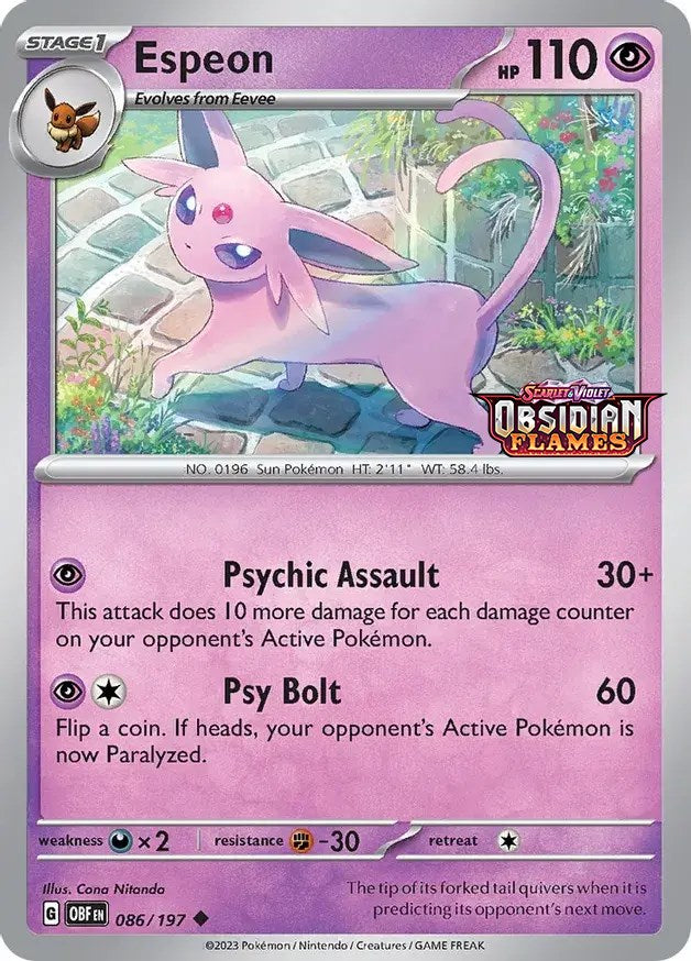 Espeon (086/197) (Best Buy Exclusive) [Scarlet & Violet: Obsidian Flames] | Gear Gaming Fayetteville