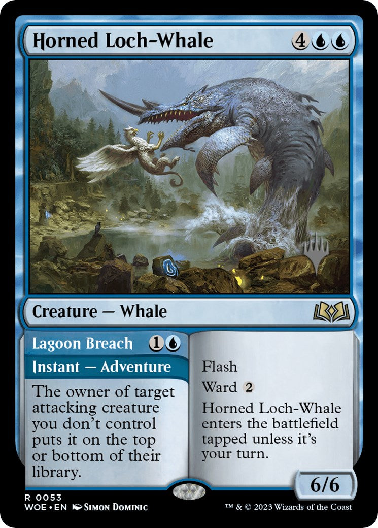 Horned Loch-Whale // Lagoon Breach (Promo Pack) [Wilds of Eldraine Promos] | Gear Gaming Fayetteville