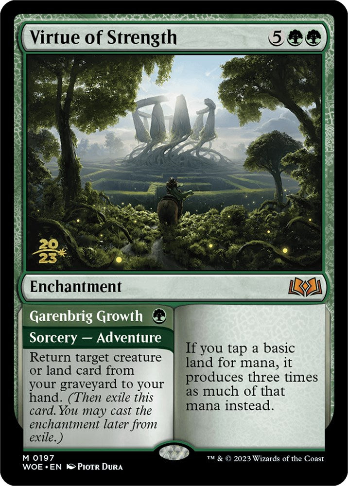 Virtue of Strength // Garenbrig Growth (Promo Pack) [Wilds of Eldraine Promos] | Gear Gaming Fayetteville