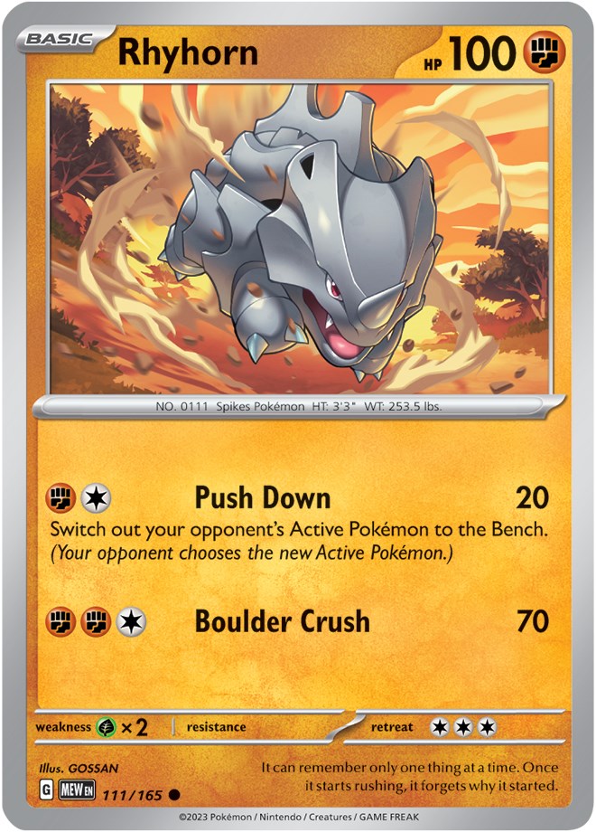 Rhyhorn (111/165) [Scarlet & Violet: 151] | Gear Gaming Fayetteville