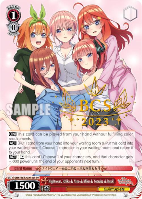 Nightwear, Ichika & Nino & Miku & Yotsuba & Itsuki (BCS 2023) - [Bushiroad Event Cards] | Gear Gaming Fayetteville