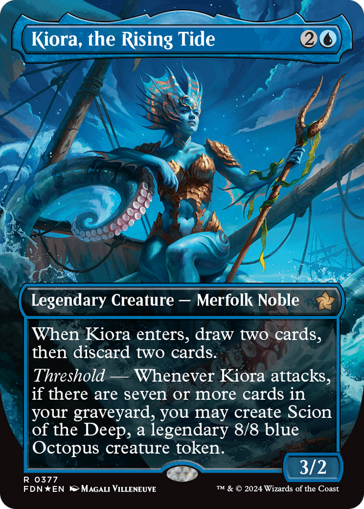 Kiora, the Rising Tide (Borderless) (Mana Foil) [Foundations] | Gear Gaming Fayetteville