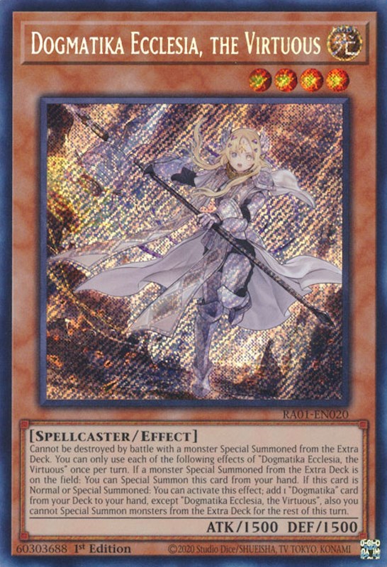 Dogmatika Ecclesia, the Virtuous [RA01-EN020] Secret Rare | Gear Gaming Fayetteville