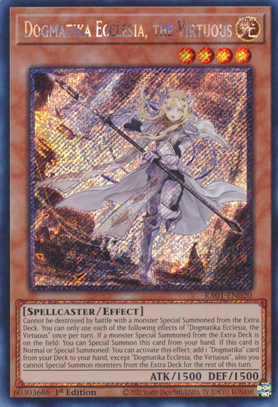 Dogmatika Ecclesia, the Virtuous [RA01-EN020] Platinum Secret Rare | Gear Gaming Fayetteville