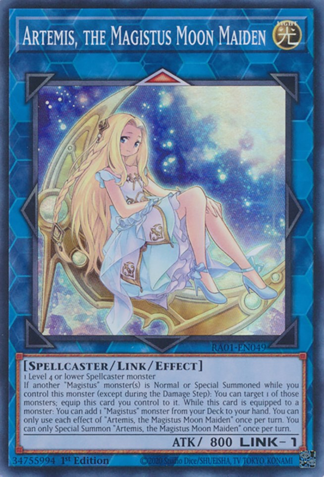 Artemis, the Magistus Moon Maiden [RA01-EN049] Super Rare | Gear Gaming Fayetteville