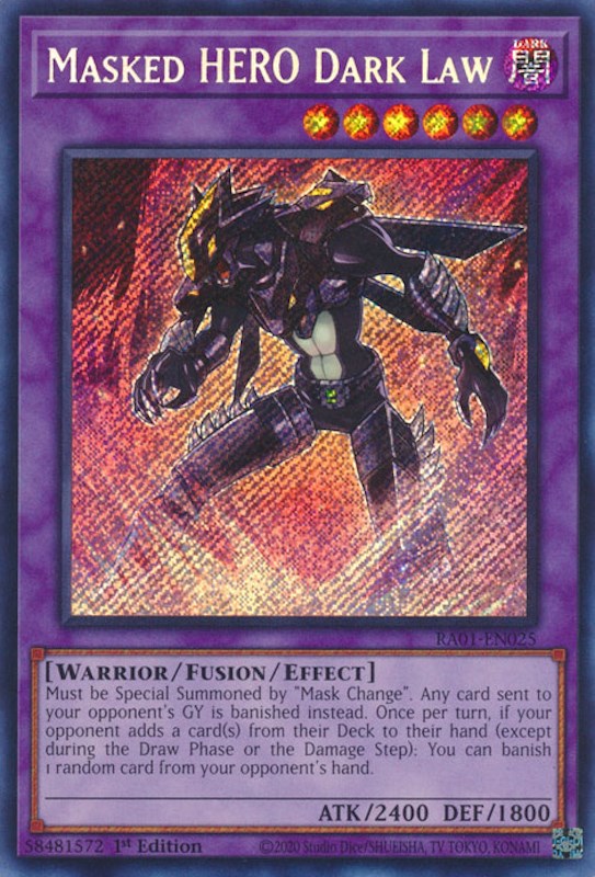 Masked HERO Dark Law [RA01-EN025] Secret Rare | Gear Gaming Fayetteville