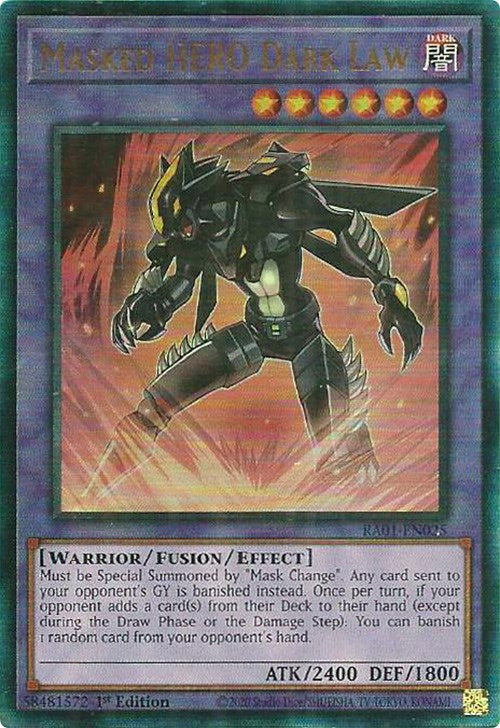 Masked HERO Dark Law [RA01-EN025] Prismatic Ultimate Rare | Gear Gaming Fayetteville