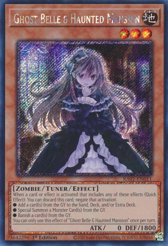 Ghost Belle & Haunted Mansion [RA01-EN011] Platinum Secret Rare | Gear Gaming Fayetteville