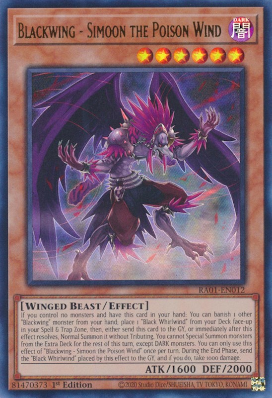 Blackwing - Simoon the Poison Wind [RA01-EN012] Ultra Rare | Gear Gaming Fayetteville
