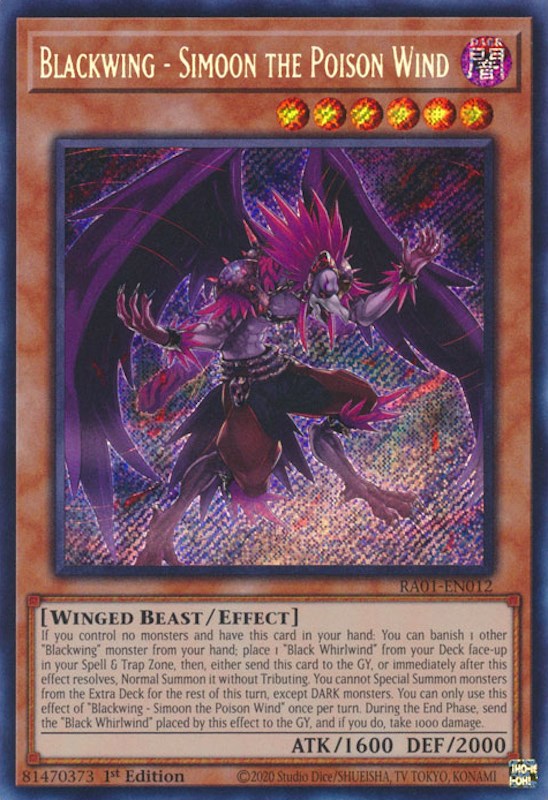 Blackwing - Simoon the Poison Wind [RA01-EN012] Secret Rare | Gear Gaming Fayetteville