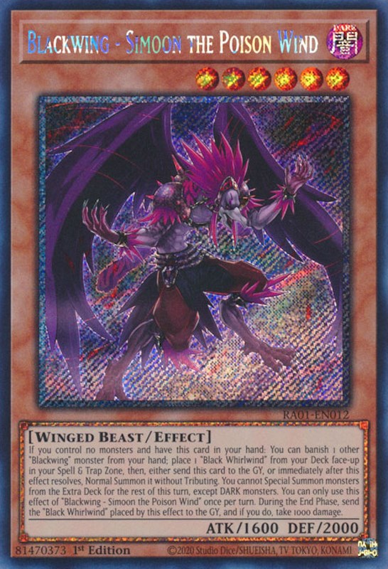 Blackwing - Simoon the Poison Wind [RA01-EN012] Platinum Secret Rare | Gear Gaming Fayetteville