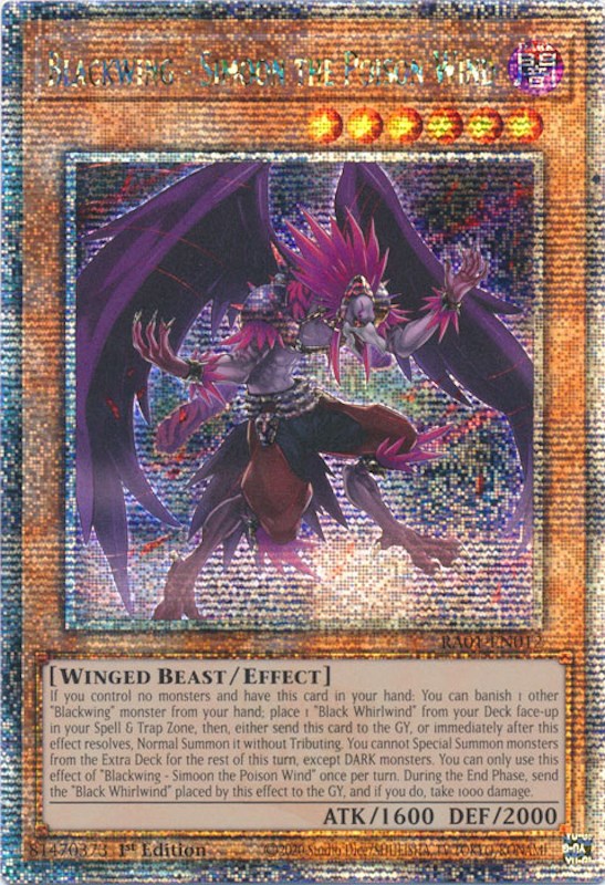 Blackwing - Simoon the Poison Wind [RA01-EN012] Quarter Century Secret Rare | Gear Gaming Fayetteville