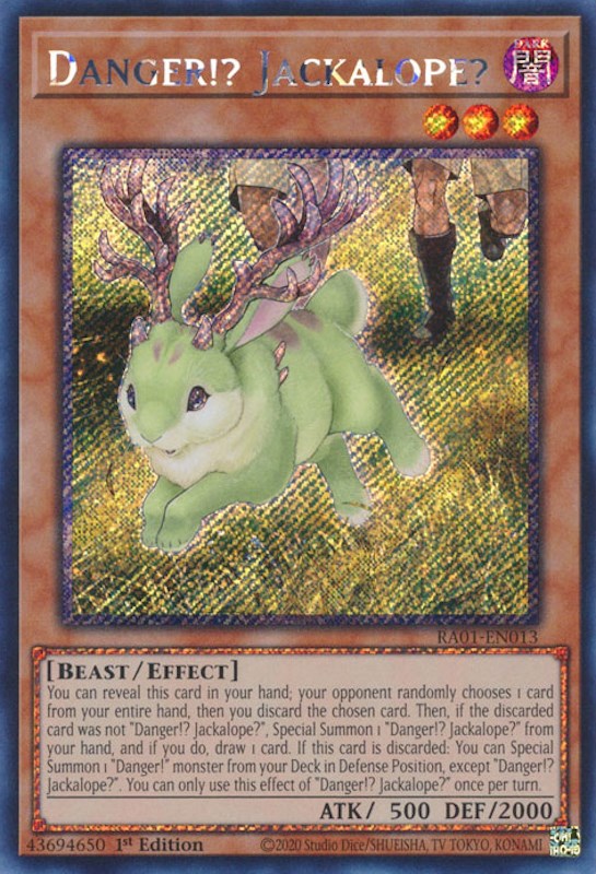 Danger!? Jackalope? [RA01-EN013] Platinum Secret Rare | Gear Gaming Fayetteville