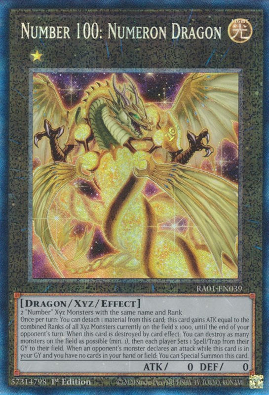 Number 100: Numeron Dragon [RA01-EN039] Prismatic Collector's Rare | Gear Gaming Fayetteville