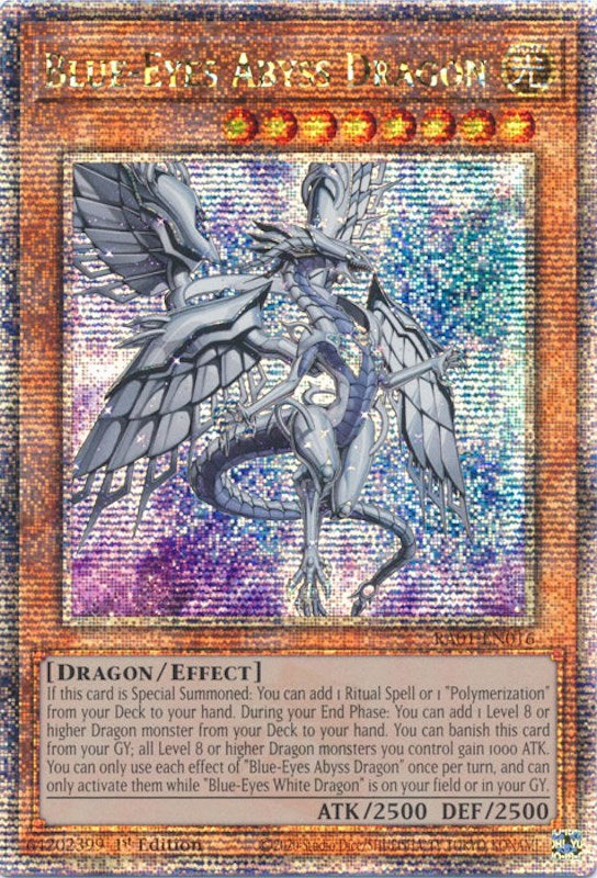 Blue-Eyes Abyss Dragon [RA01-EN016] Quarter Century Secret Rare | Gear Gaming Fayetteville