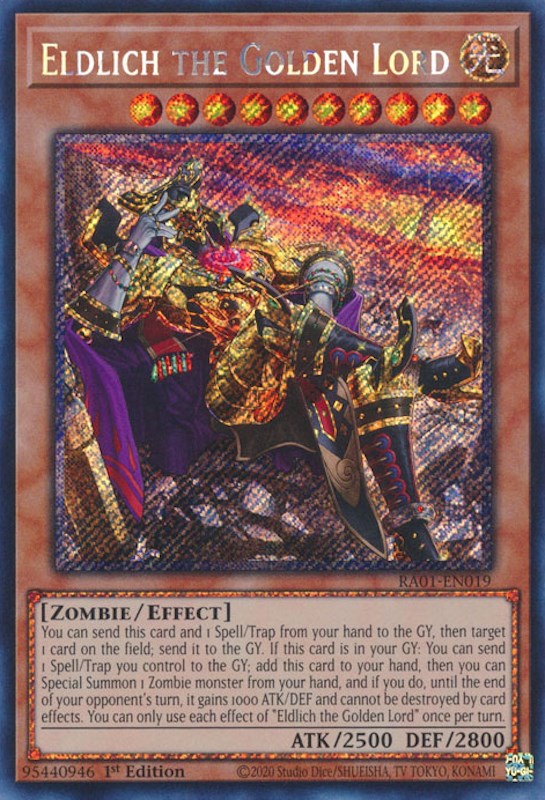 Eldlich the Golden Lord (Alternate Art) [RA01-EN019] Platinum Secret Rare | Gear Gaming Fayetteville