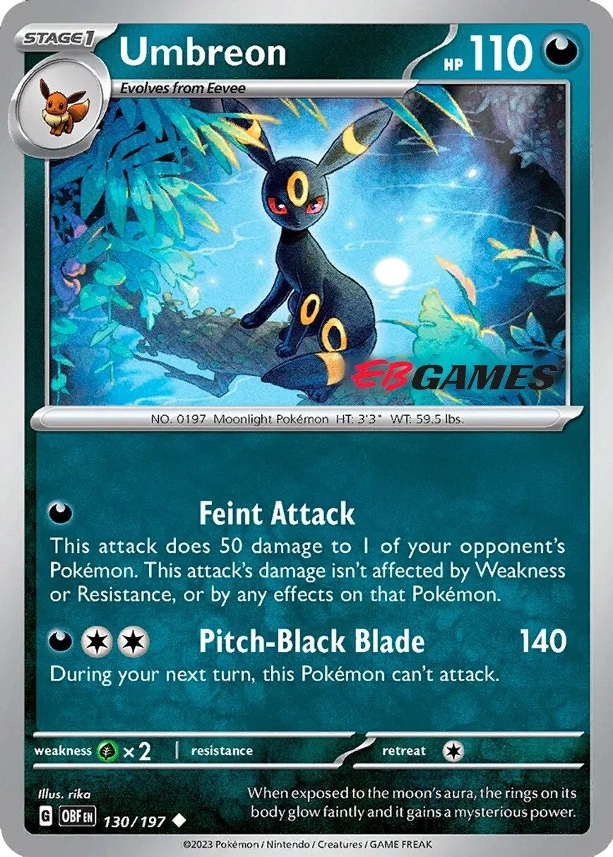 Umbreon (130/197) (EBGames Exclusive) [Scarlet & Violet: Obsidian Flames] | Gear Gaming Fayetteville