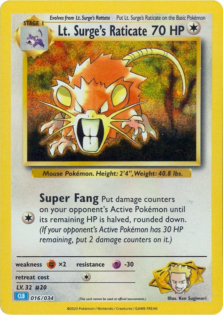 Lt. Surge's Raticate [Trading Card Game Classic] | Gear Gaming Fayetteville