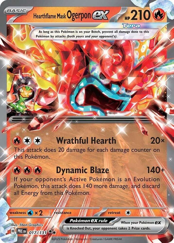 Hearthflame Mask Ogerpon ex (017/131) [Scarlet & Violet: Prismatic Evolutions] | Gear Gaming Fayetteville