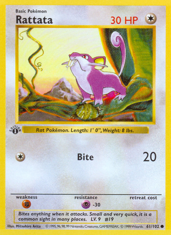 Rattata (61/102) (Shadowless) [Base Set 1st Edition] | Gear Gaming Fayetteville