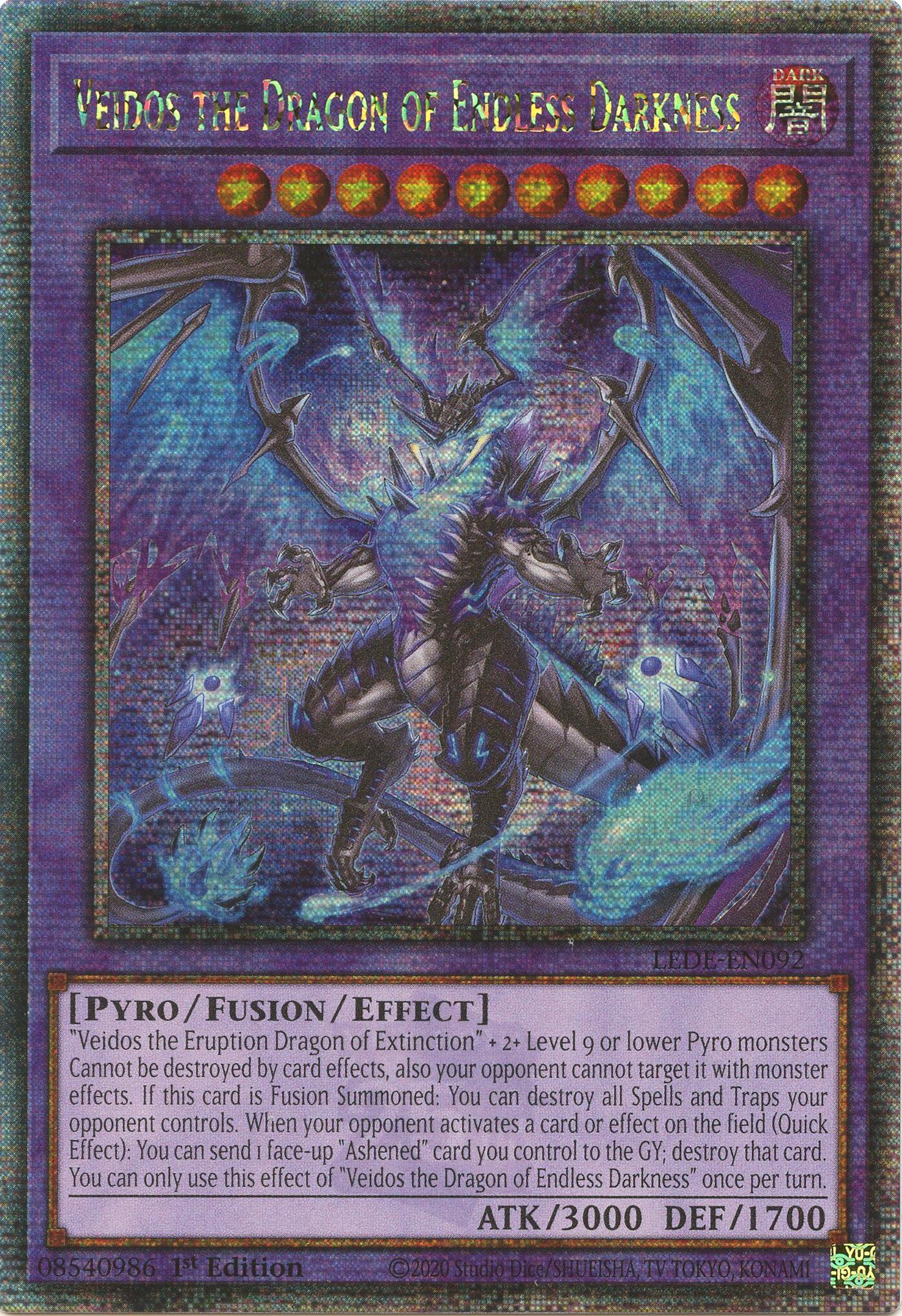 Veidos the Dragon of Endless Darkness (Quarter Century Secret Rare) [LEDE-EN092] Quarter Century Secret Rare | Gear Gaming Fayetteville