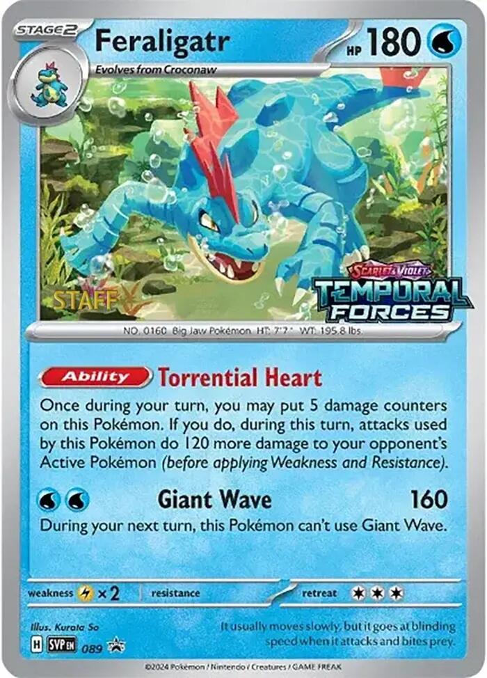 Feraligatr (089) (Staff Prerelease Promo) [Scarlet & Violet: Black Star Promos] | Gear Gaming Fayetteville