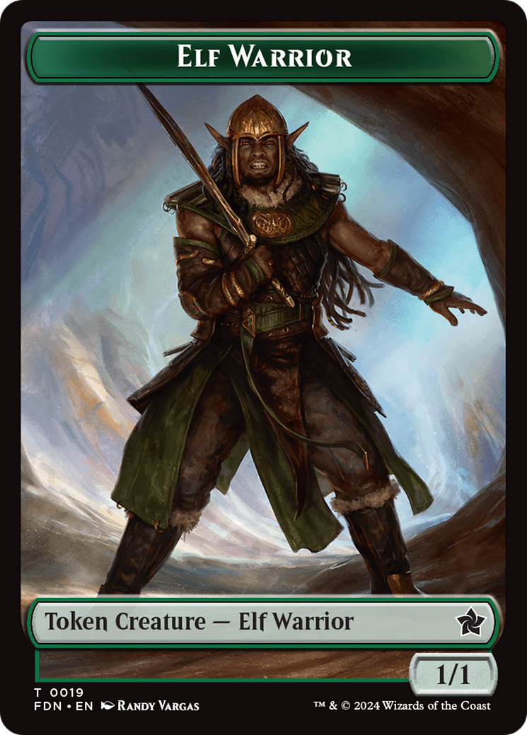 Emblem - Vivien Reid // Elf Warrior Double-Sided Token [Foundations Tokens] | Gear Gaming Fayetteville