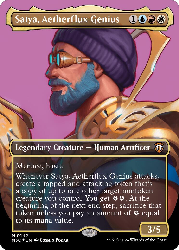 Satya, Aetherflux Genius (Borderless) (Ripple Foil) [Modern Horizons 3 Commander] | Gear Gaming Fayetteville