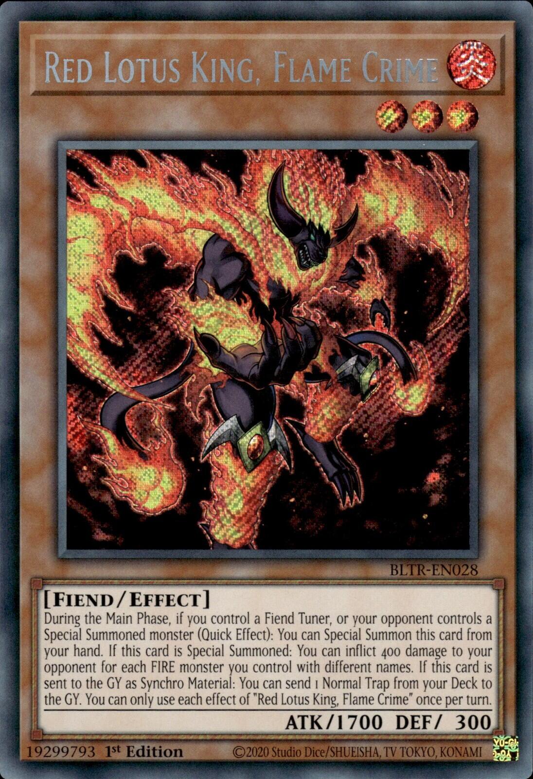 Red Lotus King, Flame Crime [BLTR-EN028] Secret Rare | Gear Gaming Fayetteville