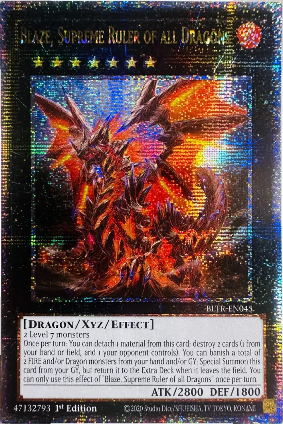 Blaze, Supreme Ruler of all Dragons (Quarter Century Secret Rare) [BLTR-EN045] Quarter Century Secret Rare | Gear Gaming Fayetteville