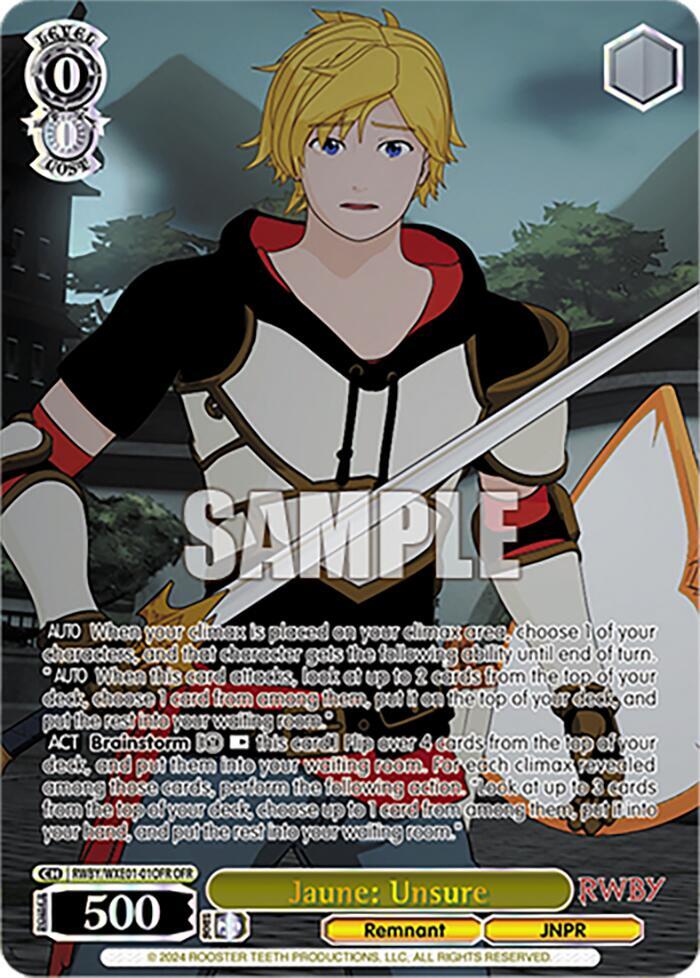 Jaune: Unsure (OFR) - [RWBY Premium Booster] | Gear Gaming Fayetteville