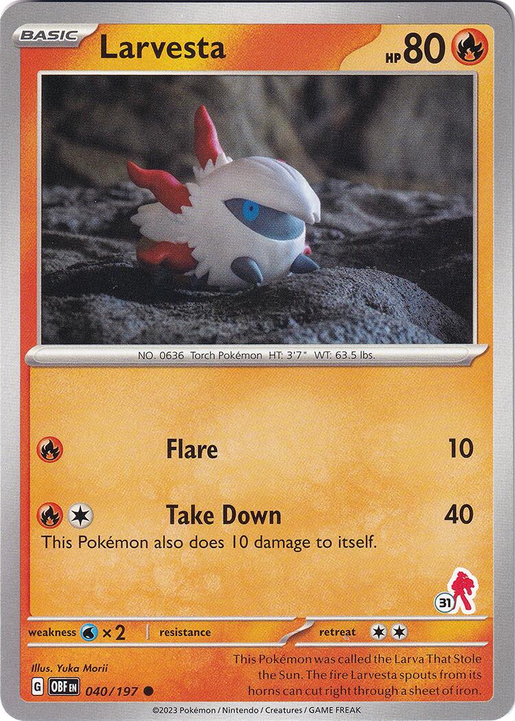 Larvesta (040/197) (Armarouge Stamp #31) [Battle Academy 2024] | Gear Gaming Fayetteville