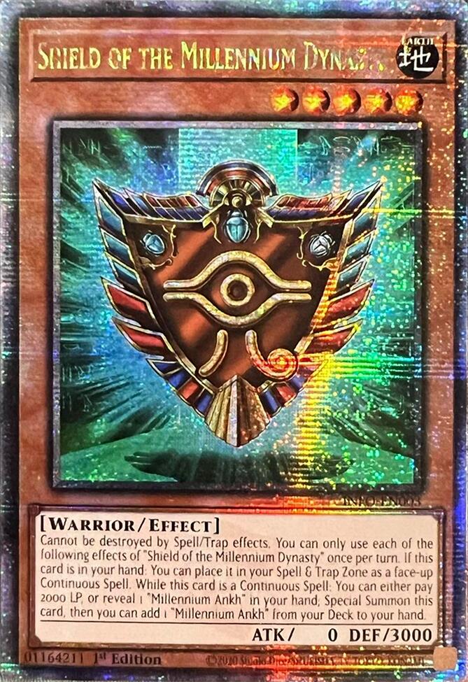 Shield of the Millennium Dynasty (Quarter Century Secret Rare) [INFO-EN003] Quarter Century Secret Rare | Gear Gaming Fayetteville