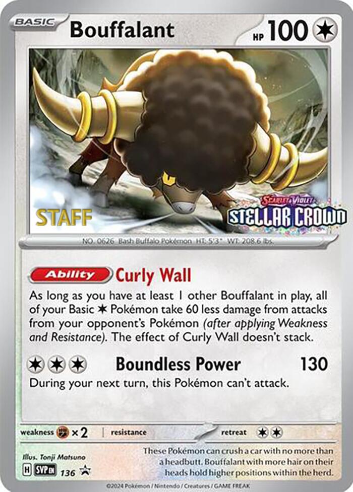 Bouffalant (136) (Staff Promo) [Scarlet & Violet: Black Star Promos] | Gear Gaming Fayetteville