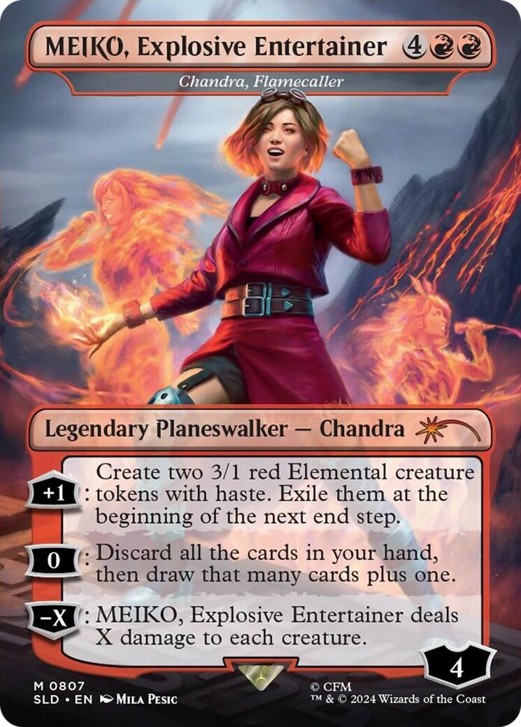 MEIKO, Explosive Entertainer - Chandra, Flamecaller (Rainbow Foil) [Secret Lair Drop Series] | Gear Gaming Fayetteville