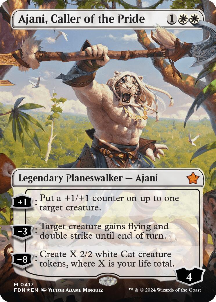 Ajani, Caller of the Pride (Borderless) (Mana Foil) [Foundations] | Gear Gaming Fayetteville